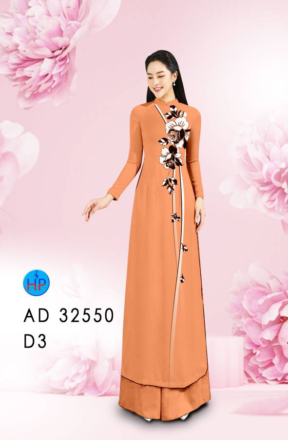 Vải Áo Dài Hoa In 3D AD 32550 10